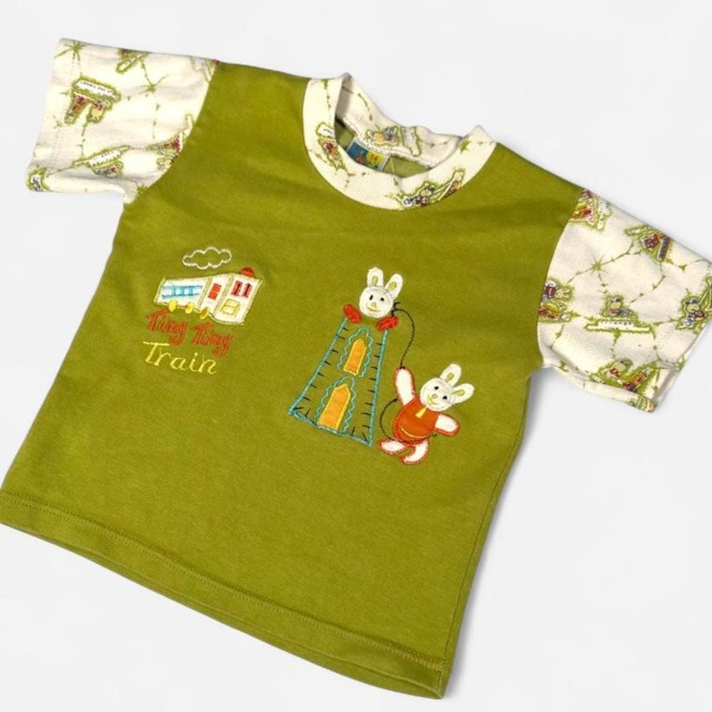 Vintage Toddler T-Shirt, Embroidered Bunnies, Size 12M